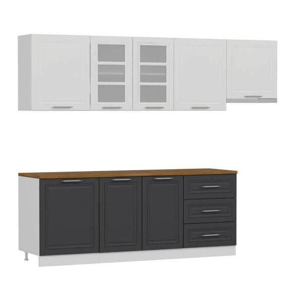 Mi̇nar 270 Cm Mebran C Mutfak Dolabi Beyaz Antrasi̇t 270-mcba2