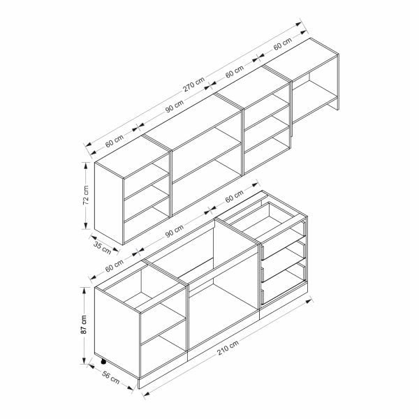 Mi̇nar 270 Cm Mebran C Mutfak Dolabi Beyaz Antrasi̇t 270-mcba2