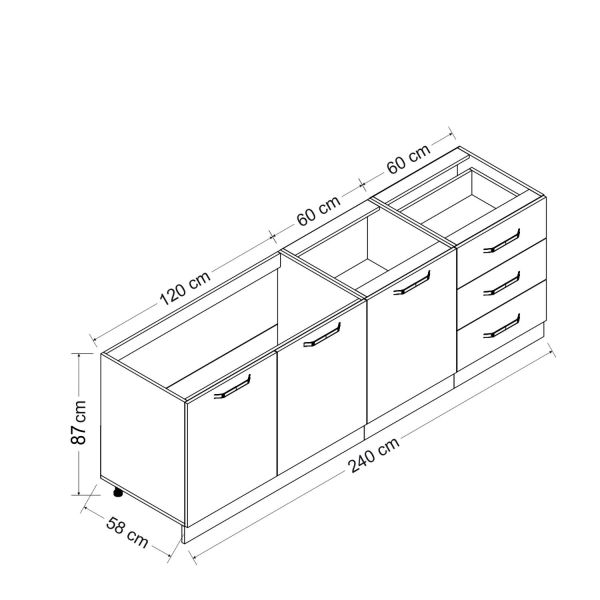 Minar 240 Cm Mutfak Dolabı Beyaz 240-B3