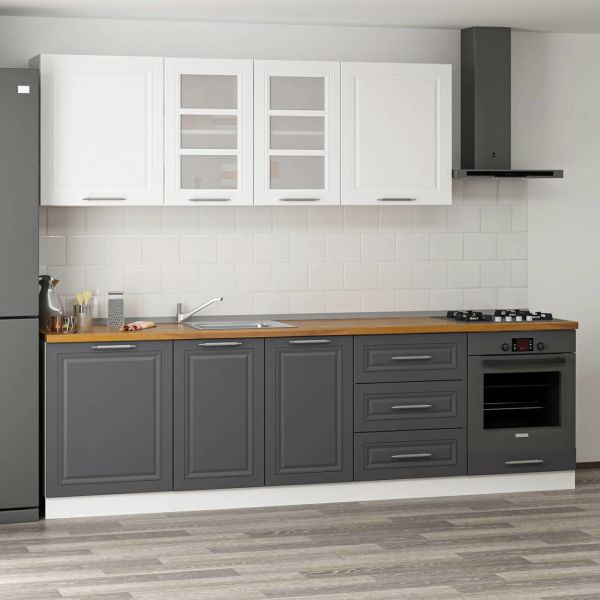 MİNAR 270 CM MEBRAN C MUTFAK DOLABI BEYAZ ANTRASİT 270-MCBA3