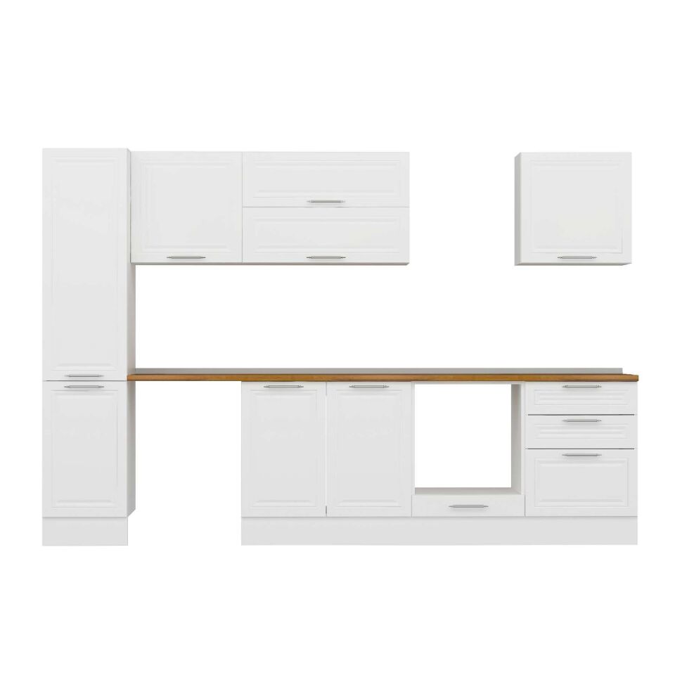 Alvinka 305X210 Cm Klasik Mebran Mutfak Dolabı Mb-E80B45S60-2 Mebran | Beyaz - Suntalam