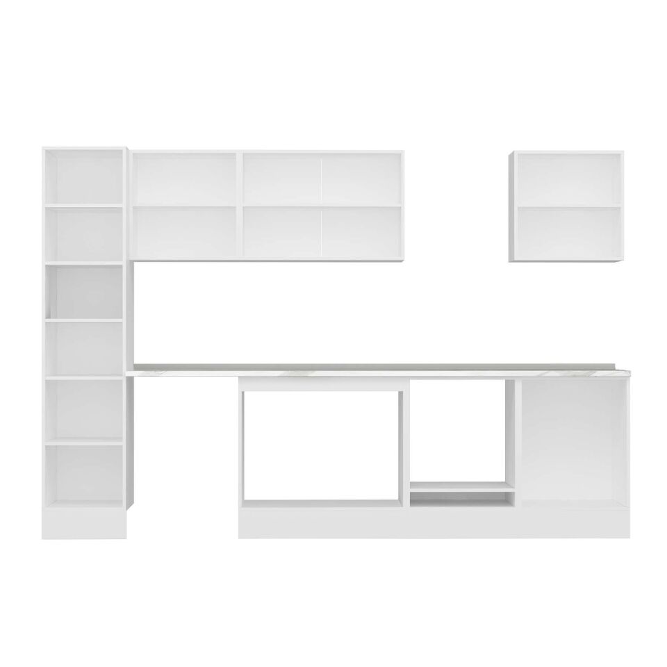 Alvinka 305X210 Cm Klasik Mebran Mutfak Dolabı Mb-E80B45S60-2 Mebran | Beyaz - Mdf