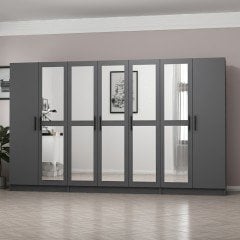 Minar Kale 7 Kapaklı 5 Aynalı 2 Çekmeceli Dolap Antrasit