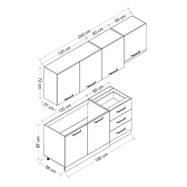 Minar 240 Cm Mutfak Dolabı Beyaz 240-B8