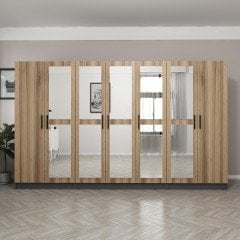 Minar Kale 7 Kapaklı 5 Aynalı 2 Çekmeceli Dolap Antrasit Dore