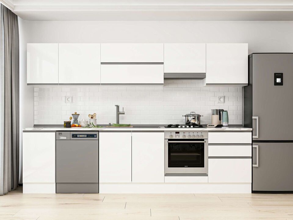 Alvinka 315X210 Cm High Gloss Mutfak Dolabı M-E90S45S60-1 High Gloss | Beyaz - Mdf