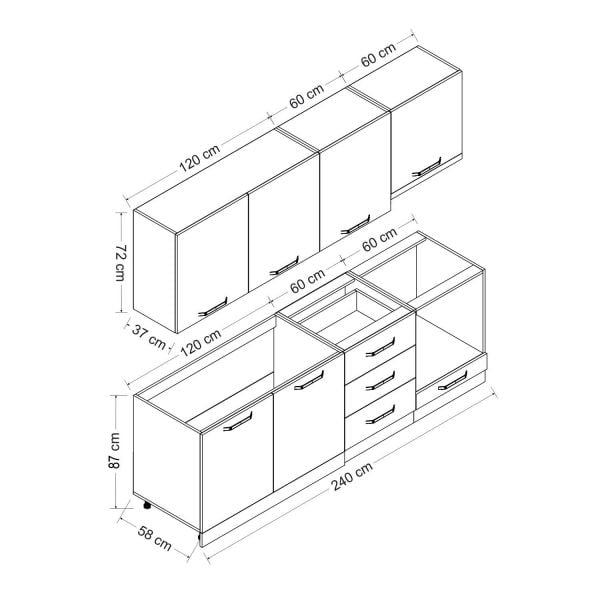 Minar 240 Cm Mutfak Dolabı Beyaz 240-B9