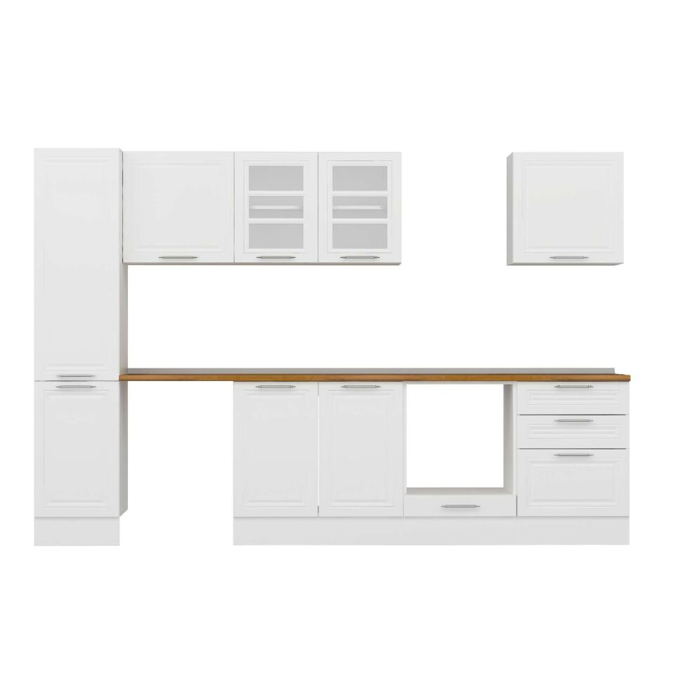 Alvinka 305X210 Cm Klasik Mebran Mutfak Dolabı Mb-E80B45S60-3 Mebran | Beyaz - Suntalam