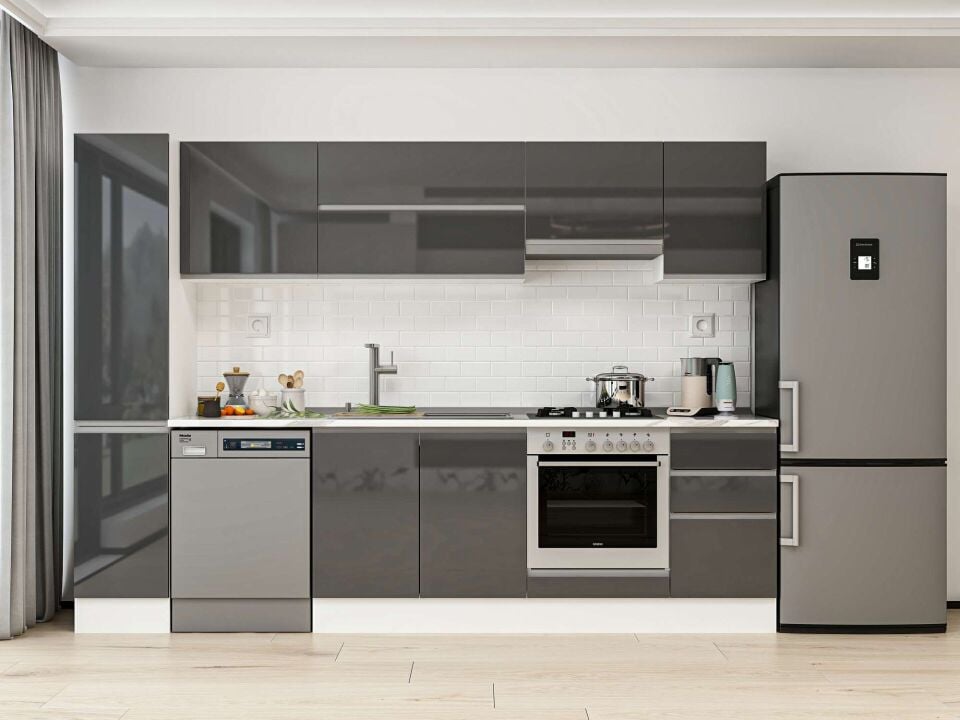 Alvinka 285X210 Cm High Gloss Mutfak Dolabı Mb-E80B40S45-1