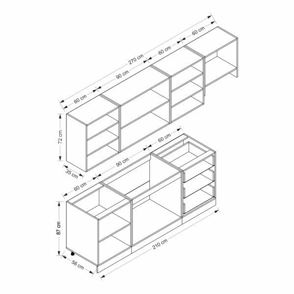 Mi̇nar 270 Cm Mebran C Mutfak Dolabi Beyaz 270-mcb2