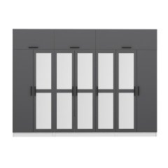 Minar Kale 7 Kapaklı 5 Aynalı 2 Ç Dolap Ve Yüklük Beyaz Antrasit