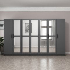 Minar Kale 7 Kapaklı 5 Aynalı 4 Çekmeceli Dolap Antrasit