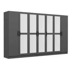 Minar Kale 7 Kapaklı 5 Aynalı 4 Çekmeceli Dolap Antrasit