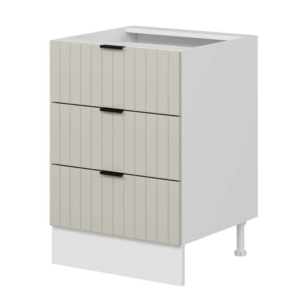 Alvinka Mutfak Modül Mbr_B Alt 3Ç Nray 60Cm Dolap Beyaz Kumtaşı