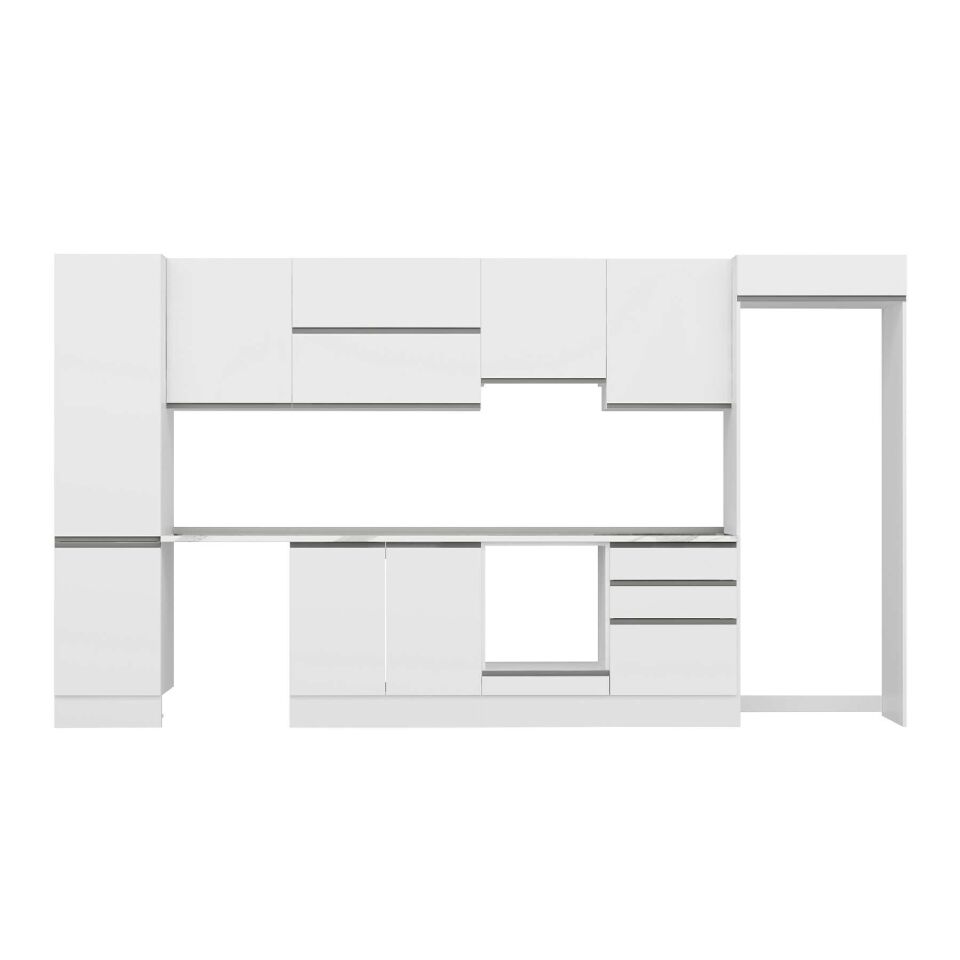 Alvinka 400X222 Cm High Gloss Mutfak Dolabı Mbb-E90B50S60-1 High Gloss | Beyaz - Suntalam