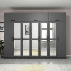 Minar Kale 7 Kapaklı 5 Aynalı 4 Ç Dolap Ve Yüklük Antrasit