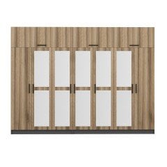 Minar Kale 7 Kapaklı 5 Aynalı 4 Ç Dolap Ve Yüklük Antrasit Dore 255CM