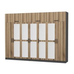 Minar Kale 7 Kapaklı 5 Aynalı 4 Ç Dolap Ve Yüklük Antrasit Dore