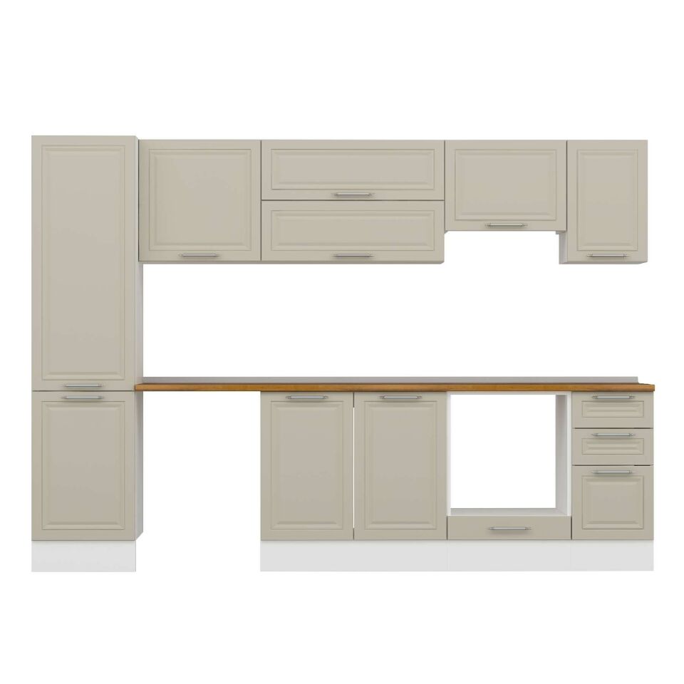 Alvinka 290X210 Cm Klasik Mebran Mutfak Dolabı Mb-E80B50S40-1 Mebran | Kumtaşı - Suntalam