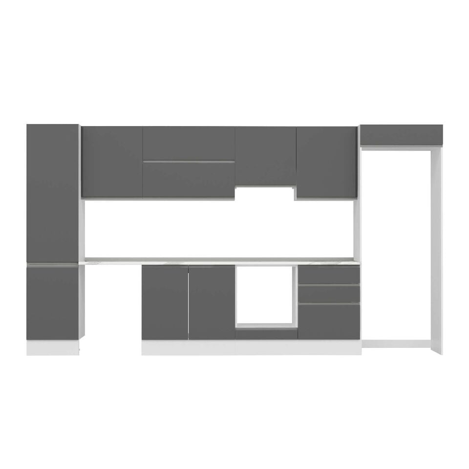 Alvinka 400X222 Cm High Gloss Mutfak Dolabı Mbb-E90B50S60-1 High Gloss | Antrasit - Mdf