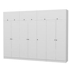 Minar Kale 7 Mebran Kapaklı 2 İç Çekmeceli Dolap Ve Yüklük Beyaz