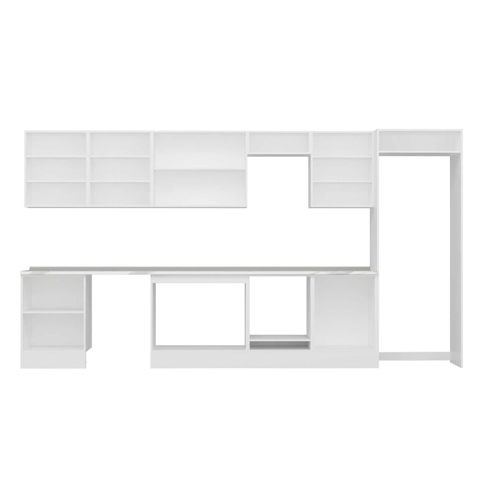 Alvinka 400X222 Cm Klasik Mebran Mutfak Dolabı Mb-E80S60S60-3 Mebran | Kumtaşı - Suntalam