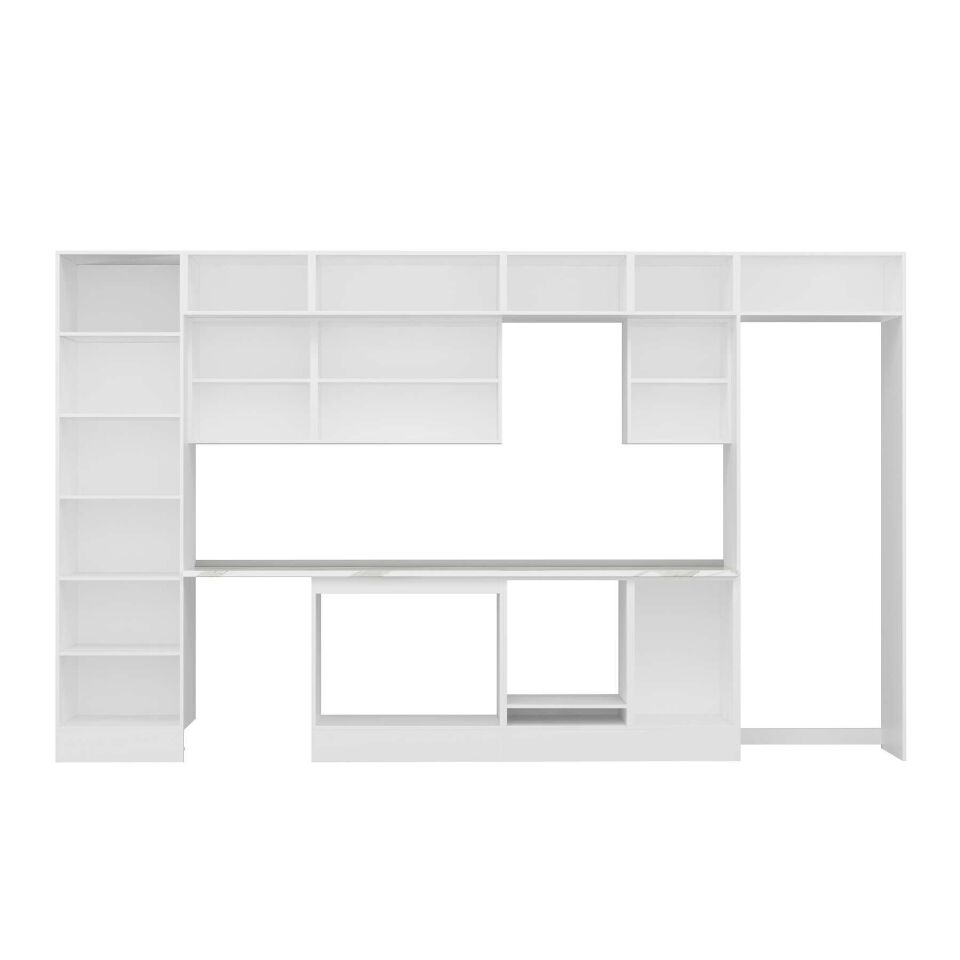 Alvinka 400X240 Cm Klasik Mebran Mutfak Dolabı Mbb-E90B60S50-3 Mebran | Kumtaşı - Mdf