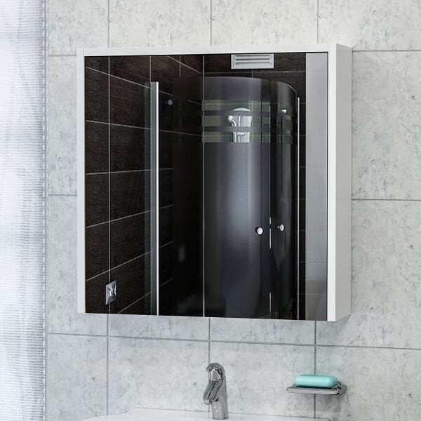 Bade Asma 60 Cm Aynalı Banyo Dolabı - Beyaz