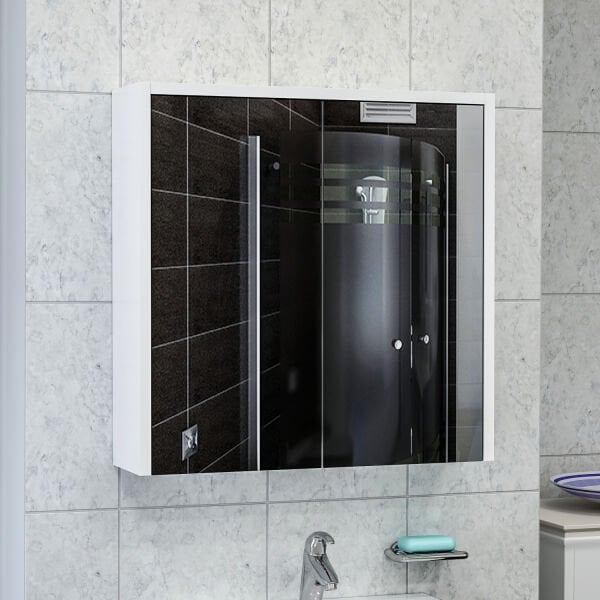 Bade Asma 60 Cm Aynalı Banyo Dolabı - Beyaz