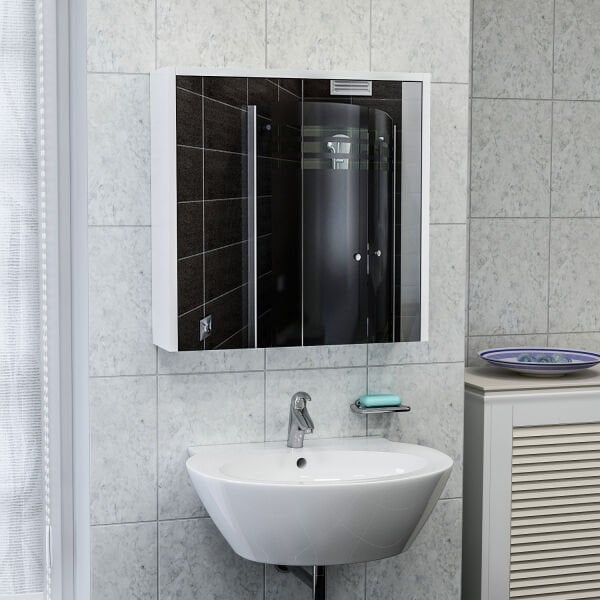 Bade Asma 60 Cm Aynalı Banyo Dolabı - Beyaz