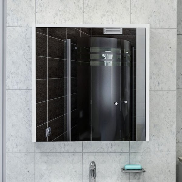 Bade Asma 60 Cm Aynalı Banyo Dolabı - Beyaz