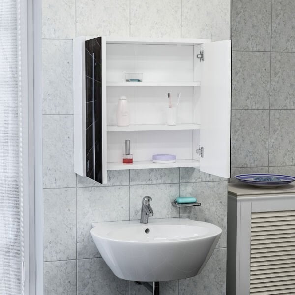 Bade Asma 60 Cm Aynalı Banyo Dolabı - Beyaz