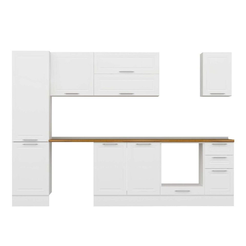Alvinka 290X210 Cm Klasik Mebran Mutfak Dolabı Mb-E80B50S40-2 Mebran | Beyaz - Suntalam