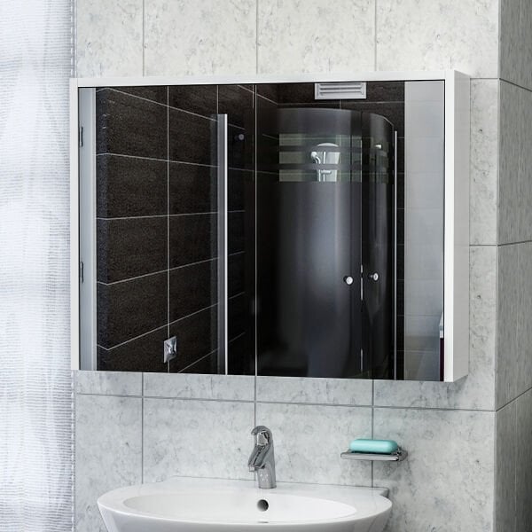 Bade Asma 80 Cm Aynalı Banyo Dolabı - Beyaz