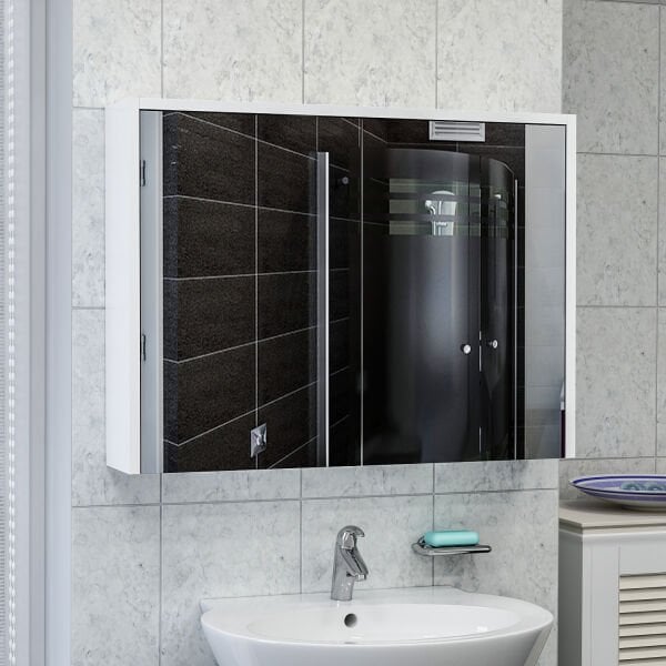 Bade Asma 80 Cm Aynalı Banyo Dolabı - Beyaz