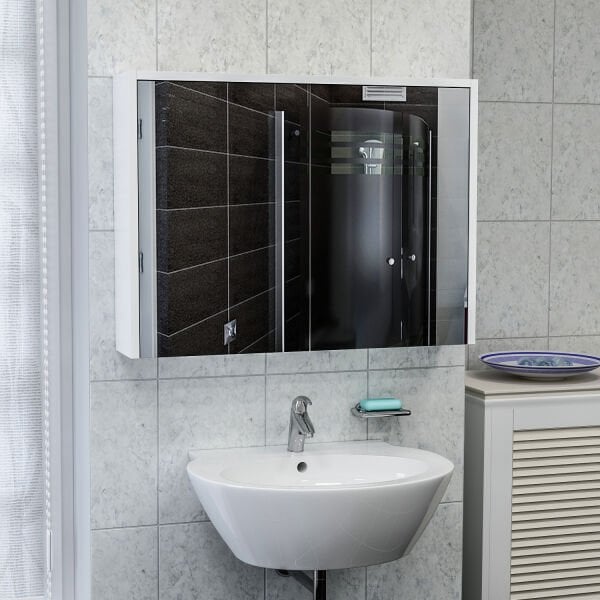 Bade Asma 80 Cm Aynalı Banyo Dolabı - Beyaz