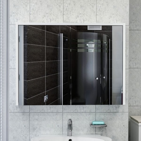 Bade Asma 80 Cm Aynalı Banyo Dolabı - Beyaz