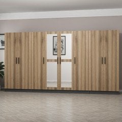 Minar Kale 8 Kapaklı 2 Aynalı 2 Çekmeceli Dolap Antrasit Dore