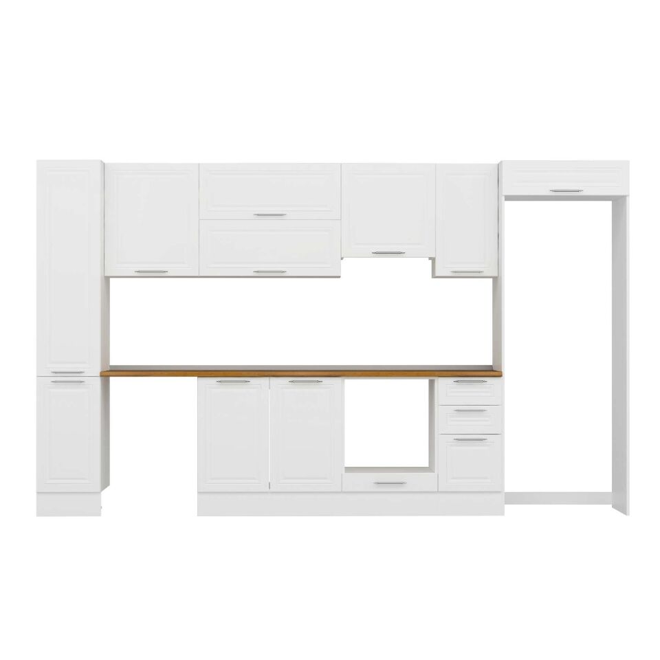 Alvinka 360X222 Cm Klasik Mebran Mutfak Dolabı Mbb-E80B40S40-1 Mebran | Beyaz - Suntalam