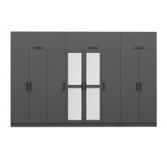 Minar Kale 8 Kapaklı 2 Aynalı 2 Ç Dolap Ve Yüklük Antrasit 255CM