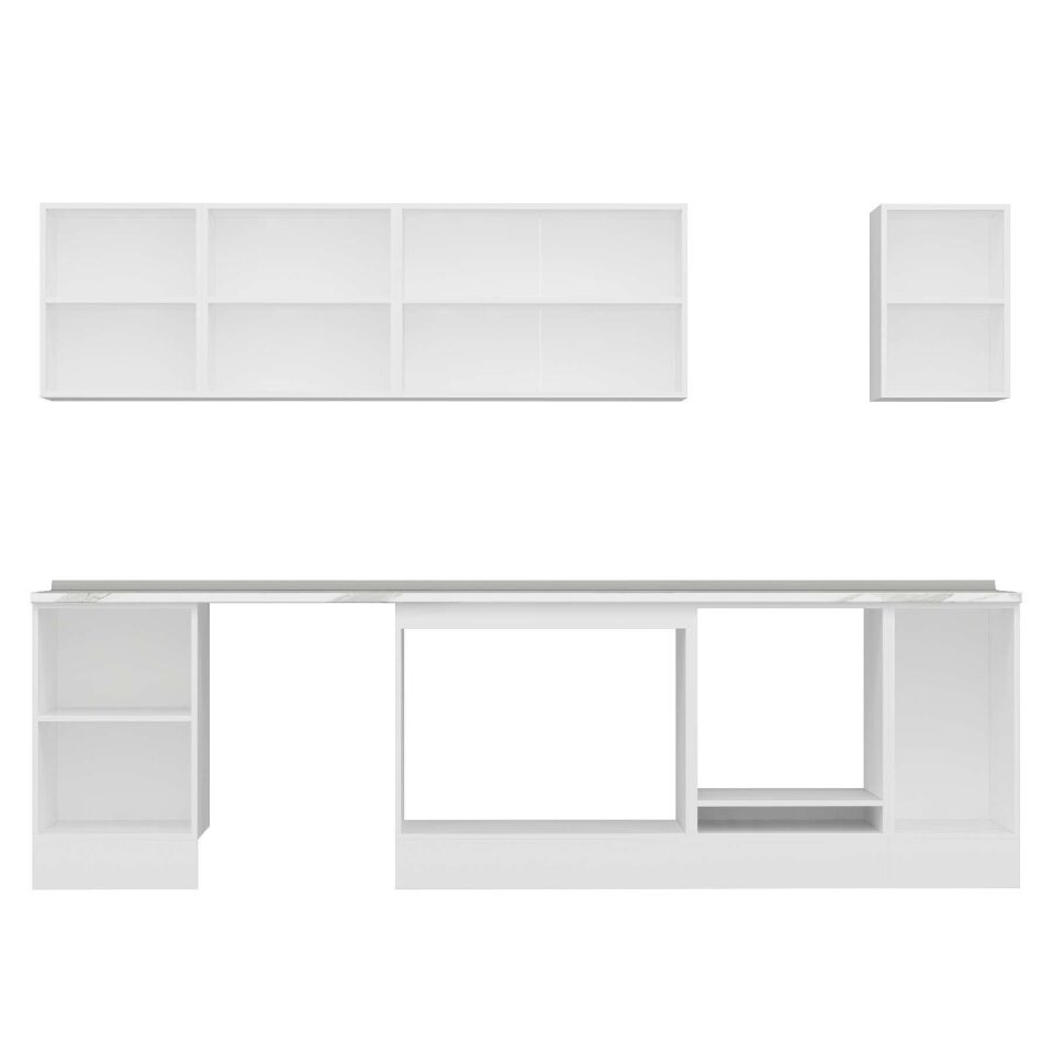 Alvinka 300X210 Cm High Gloss Mutfak Dolabı M-E90S50S40-2 High Gloss | Beyaz - Mdf