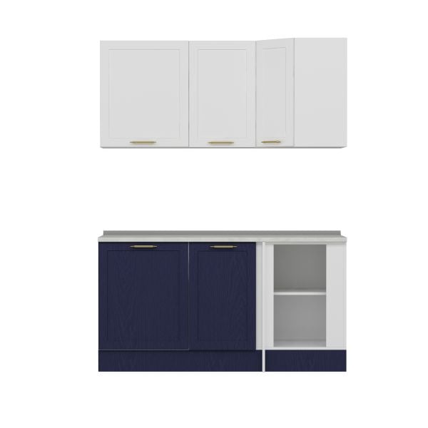 Minar Mebran 165Cm Köşe Mutfak - Lacivert/Beyaz