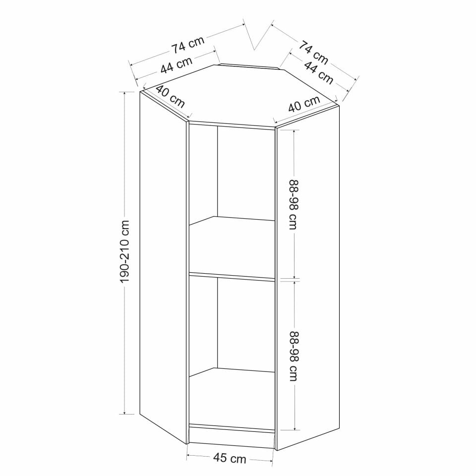 Kale 1 Kapaklı Köşe Dolap Antrasit Mebran Panjur