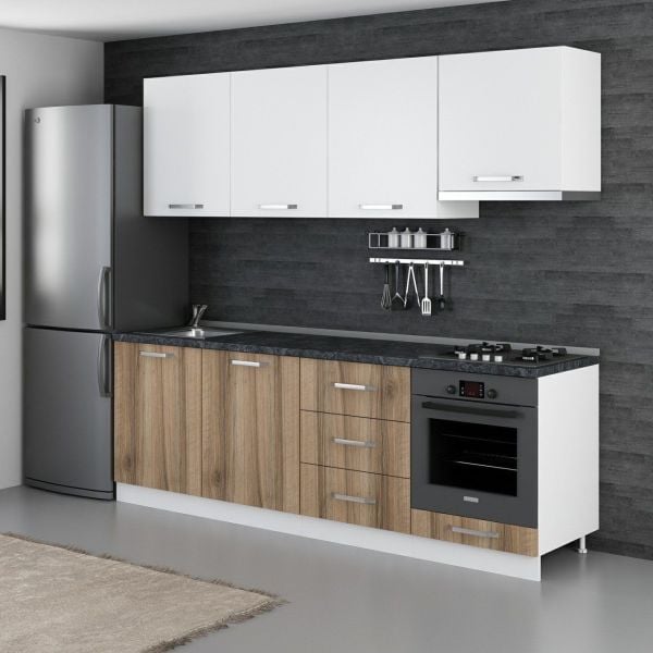 Minar 240 Cm Mutfak Dolabı Beyaz Dore 240-D9