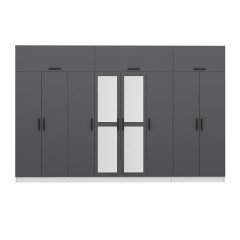 Minar Kale 8 Kapaklı 2 Aynalı 2 Ç Dolap Ve Yüklük Beyaz Antrasit