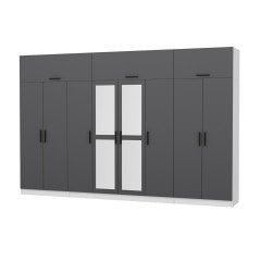 Minar Kale 8 Kapaklı 2 Aynalı 2 Ç Dolap Ve Yüklük Beyaz Antrasit