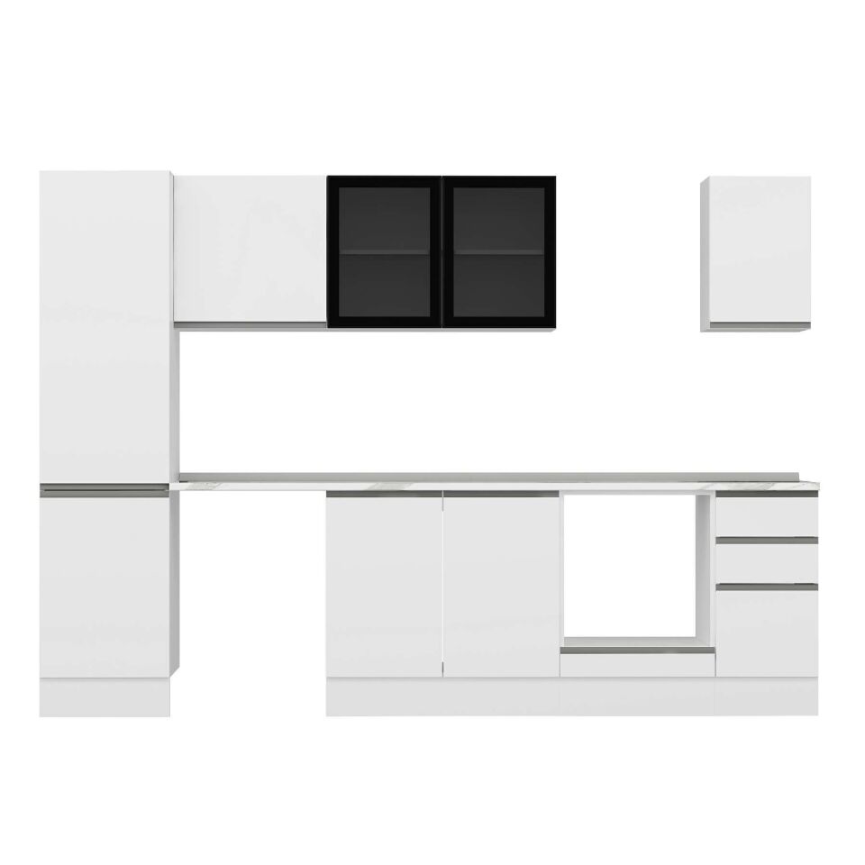 Alvinka 300X210 Cm High Gloss Mutfak Dolabı M-E90S50S40-3 High Gloss | Beyaz - Suntalam