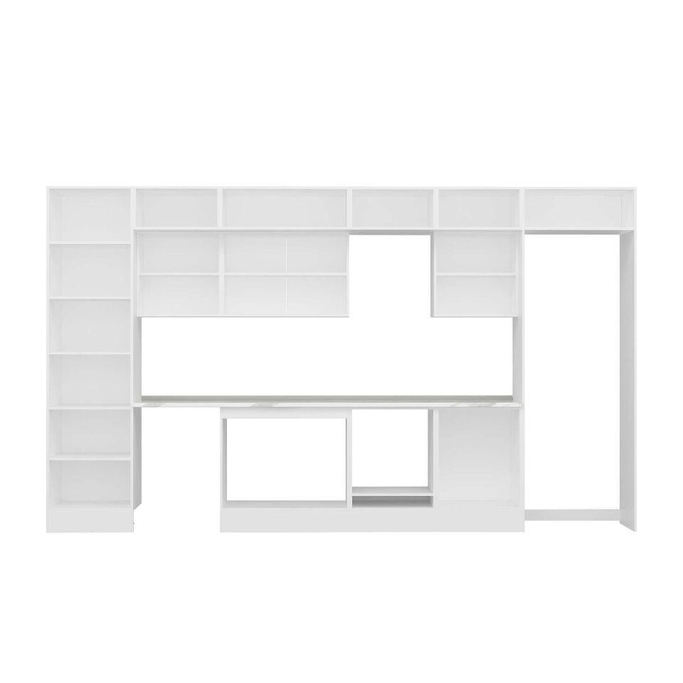 Alvinka 410X240 Cm Klasik Mebran Mutfak Dolabı Mbb-E90B60S60-2 Mebran | Beyaz - Suntalam