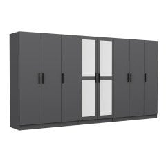 Minar Kale 8 Kapaklı 2 Aynalı 4 Çekmeceli Dolap Antrasit