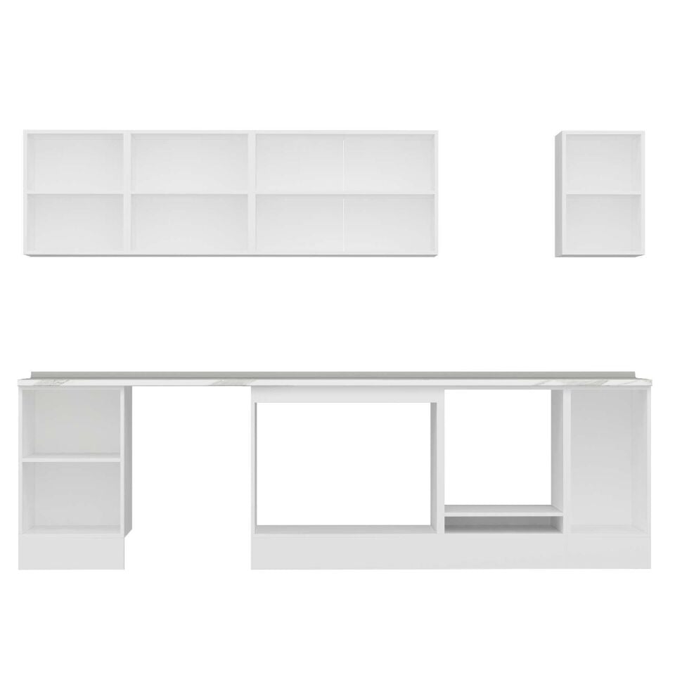 Alvinka 300X210 Cm High Gloss Mutfak Dolabı M-E90S50S40-3 High Gloss | Beyaz - Mdf